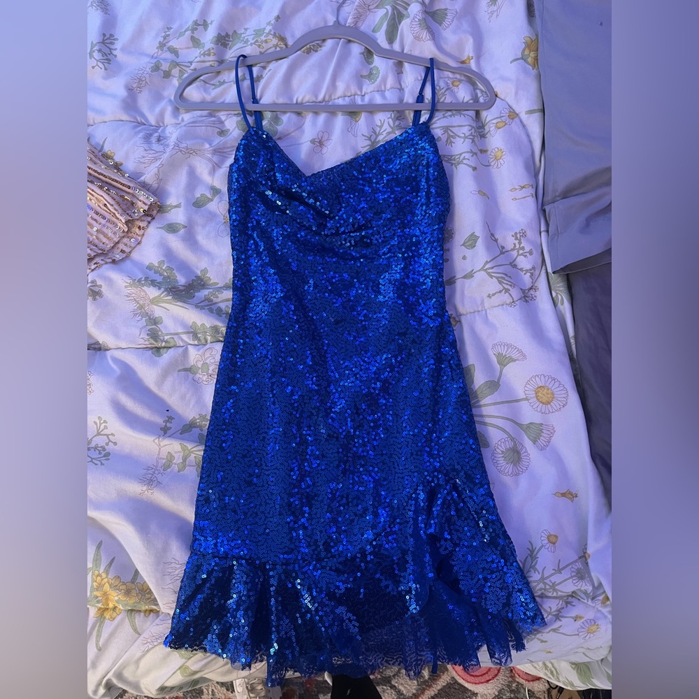 Blue Hoco dress sparkly